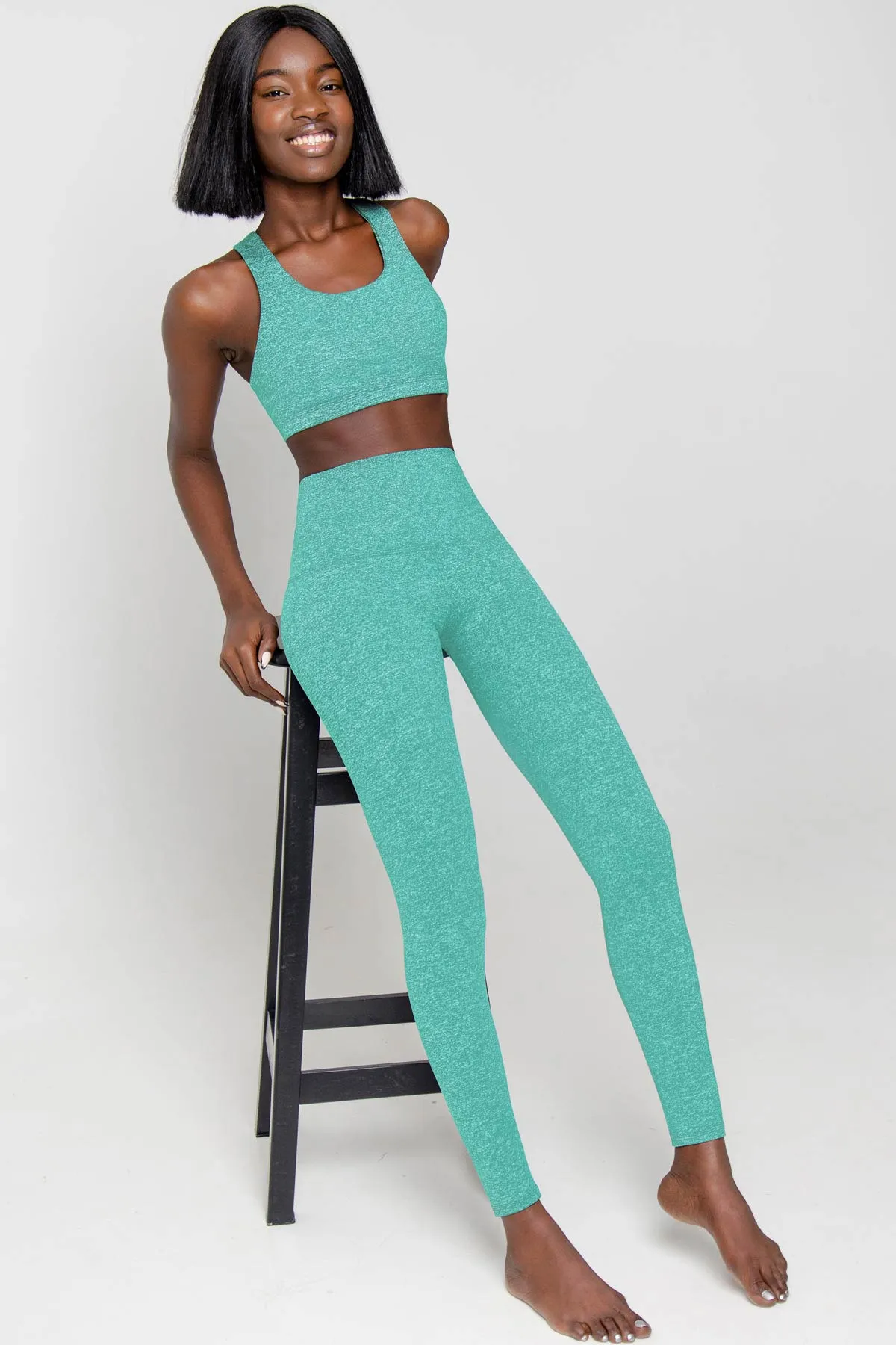 Heather Mint Lucy Green UV 50  Performance Leggings Yoga Pants - Women