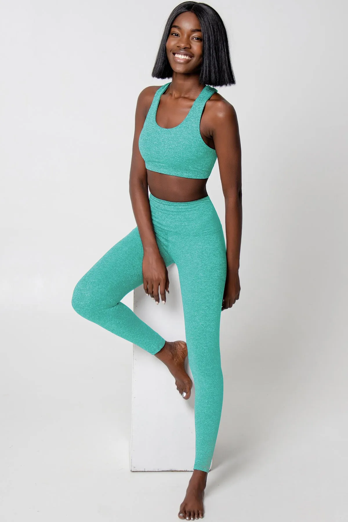 Heather Mint Lucy Green UV 50  Performance Leggings Yoga Pants - Women