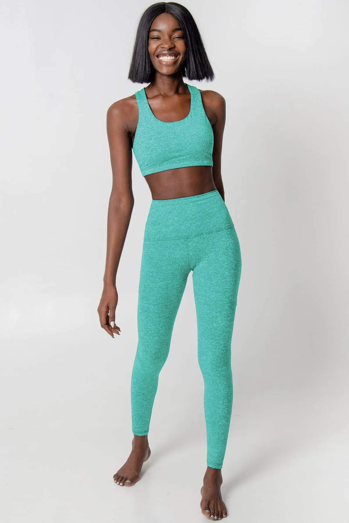 Heather Mint Lucy Green UV 50  Performance Leggings Yoga Pants - Women