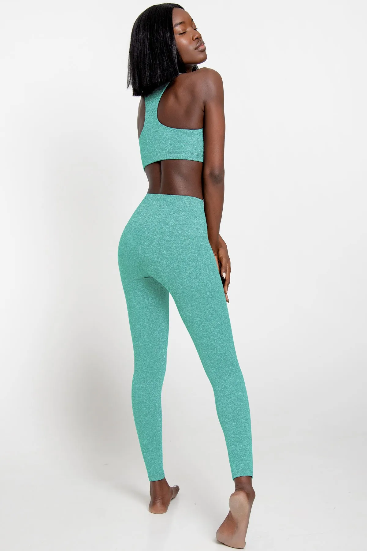 Heather Mint Lucy Green UV 50  Performance Leggings Yoga Pants - Women