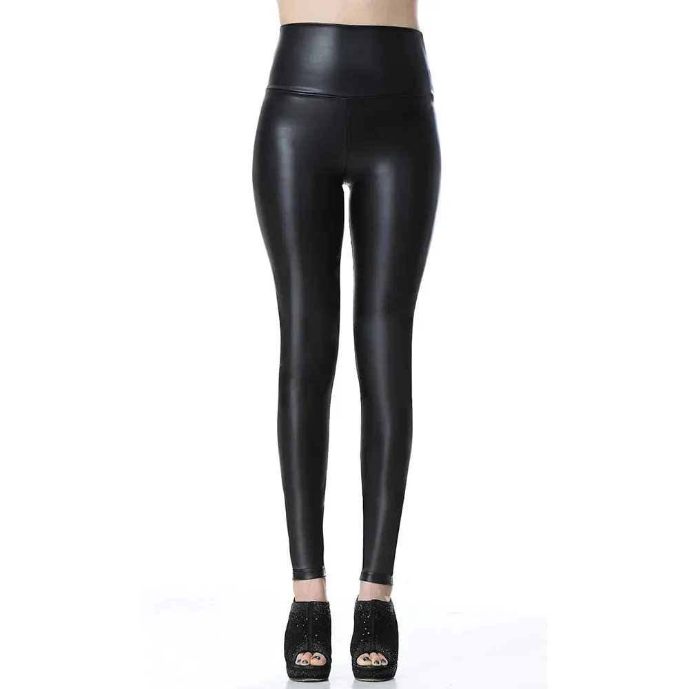 High Waist Skinny Ankle-Length Black Faux Leather Leggings For Women Leggins Stretchy Sexy Fitness Push Up Slim Pants