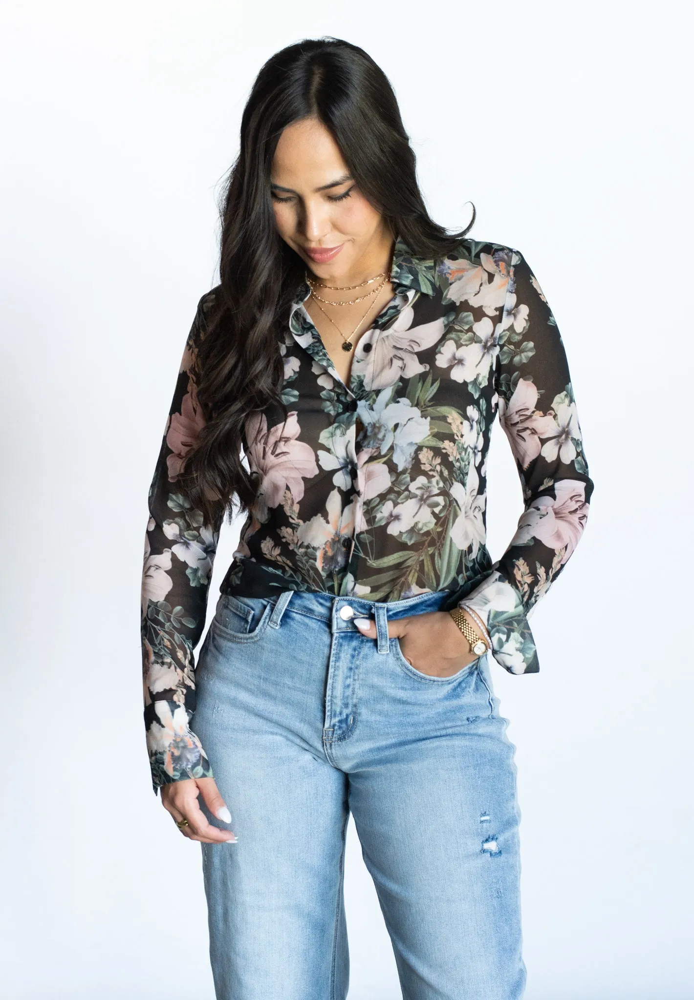 In The Garden Black Floral Blouse