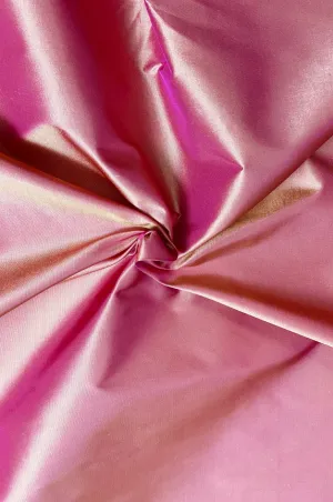 Iridescent Apricot Peach/Hot Pink Taffeta Silk Fabric