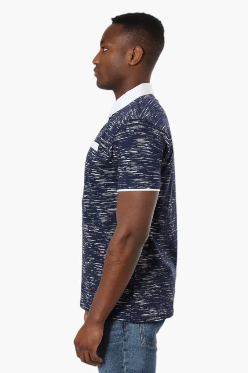 Jay Y. Ko Patterned Front Pocket Polo Shirt - Navy