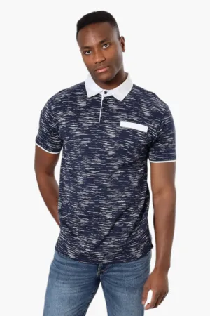 Jay Y. Ko Patterned Front Pocket Polo Shirt - Navy