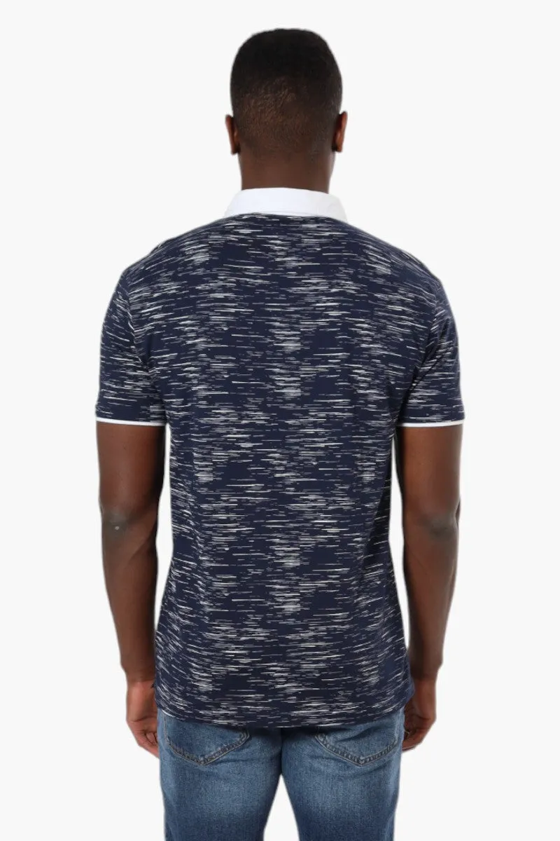 Jay Y. Ko Patterned Front Pocket Polo Shirt - Navy