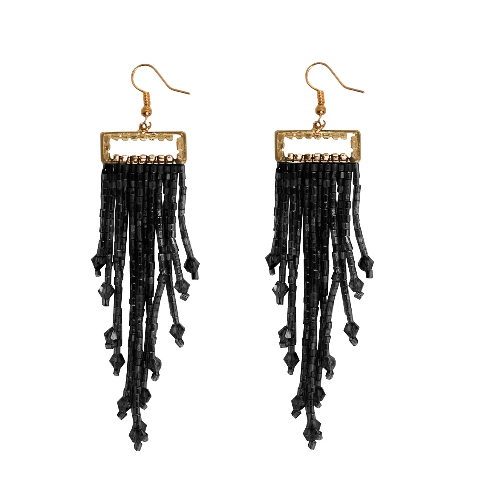 Joker & Witch Silk Fall Black Bead Earrings for Women