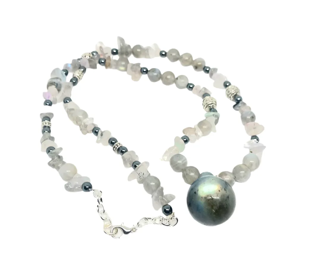 Labradorite Crystal Sphere Necklace