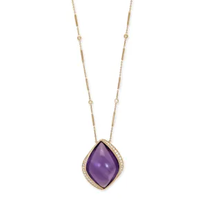 LARGE GRADUATED PAVE AMETHYST MARQUISE SMOOTH BAR NECKLACE