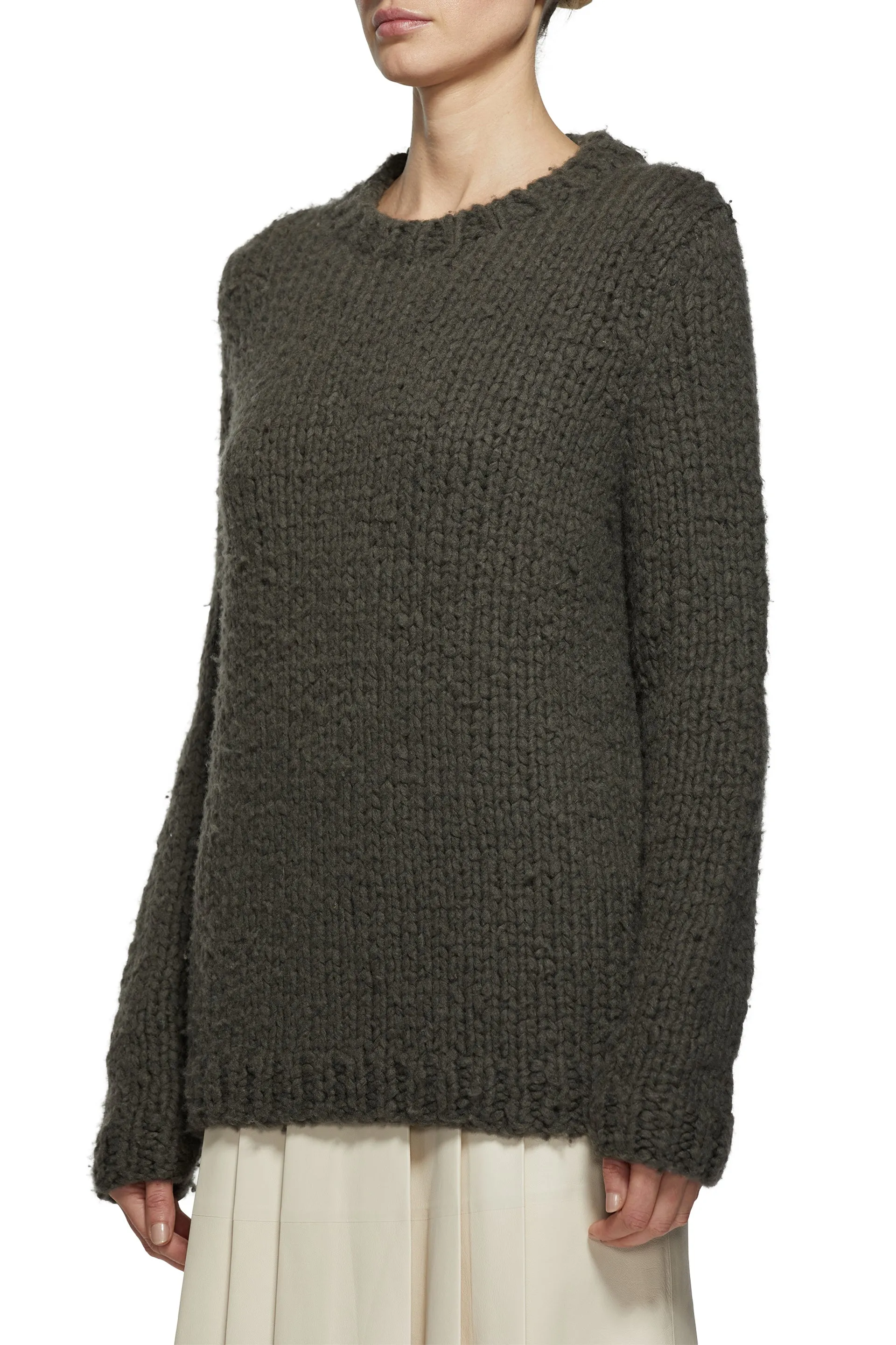 Lawrence Knit Sweater in Olive Welfat Cashmere