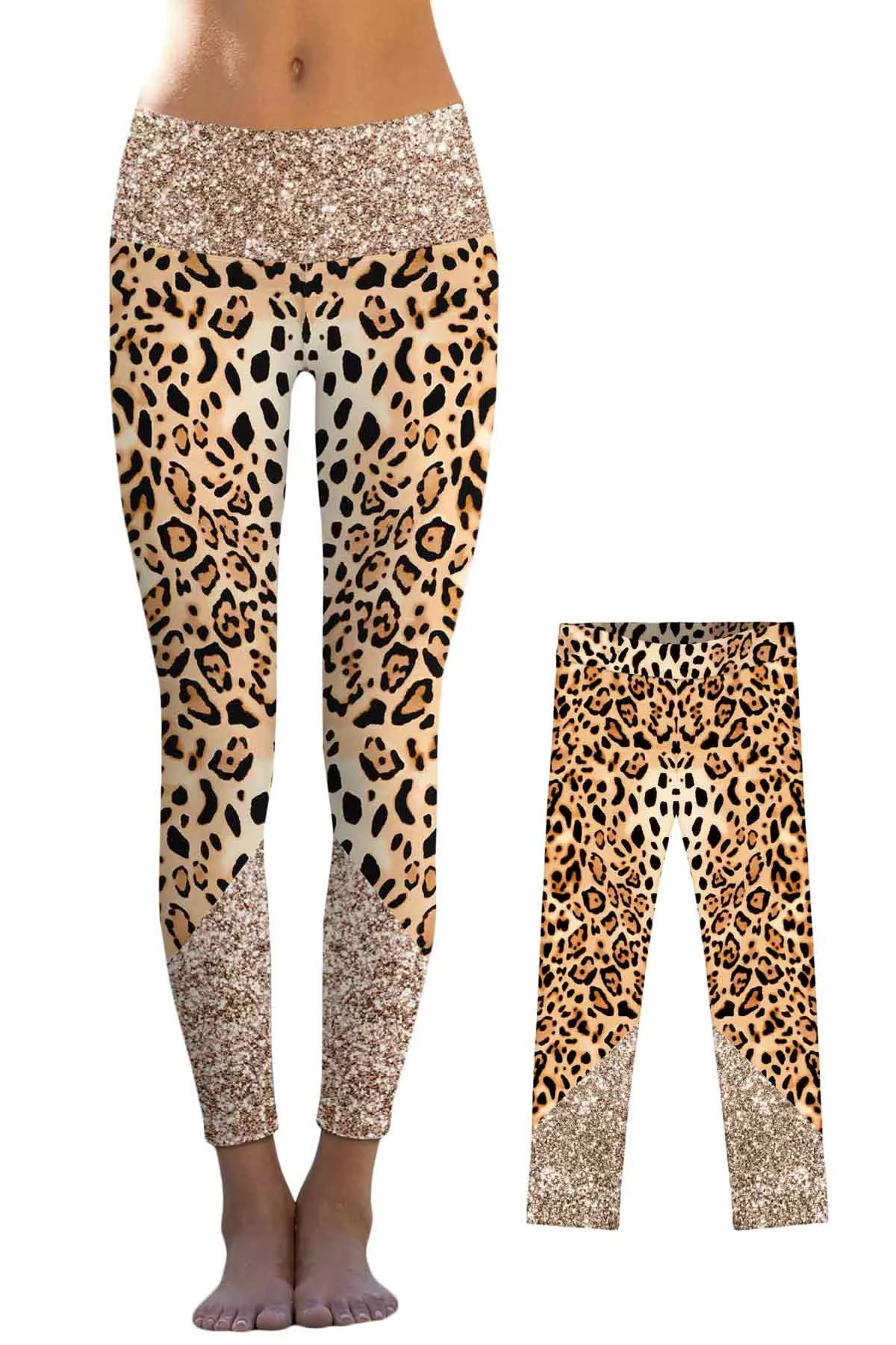 Let's Go Wild Lucy Brown Gold Animal Print Leggings - Mommy and Me