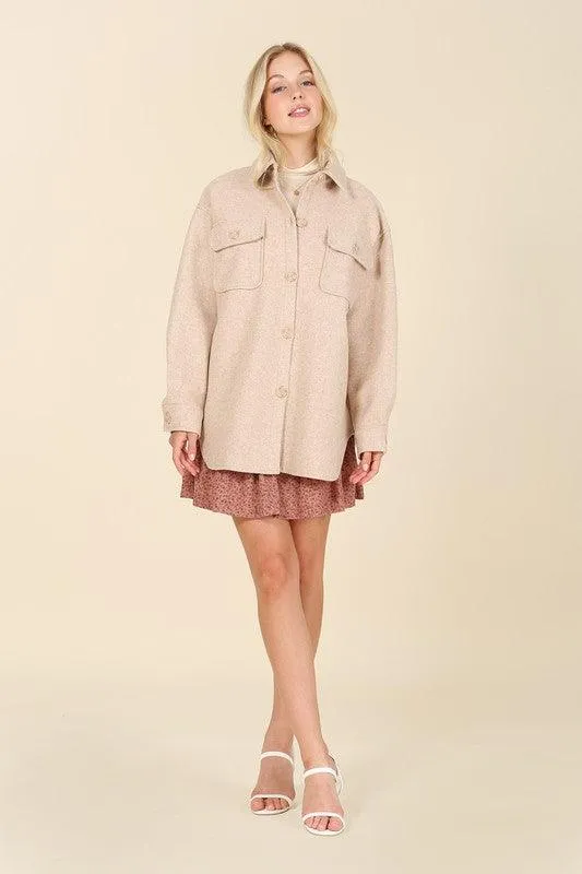 Lexington Light Beige Shacket with Pockets