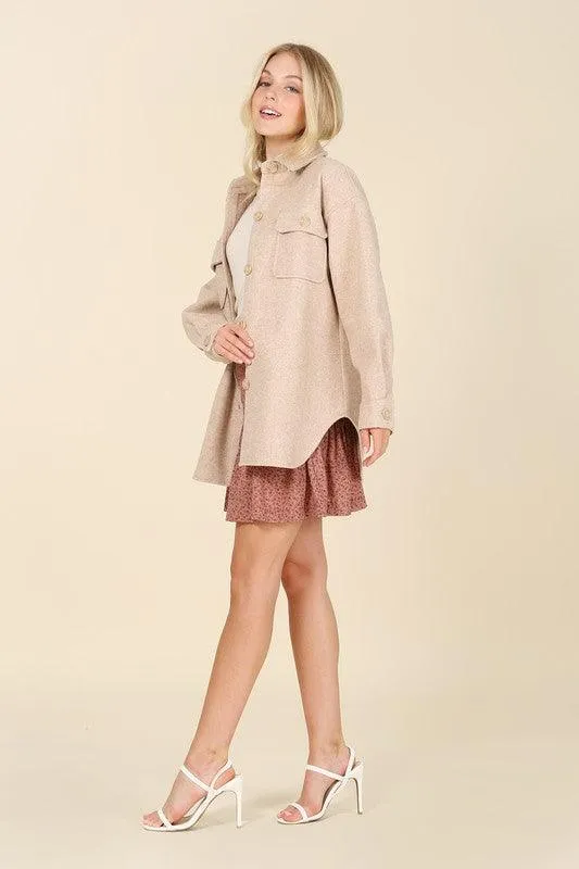 Lexington Light Beige Shacket with Pockets