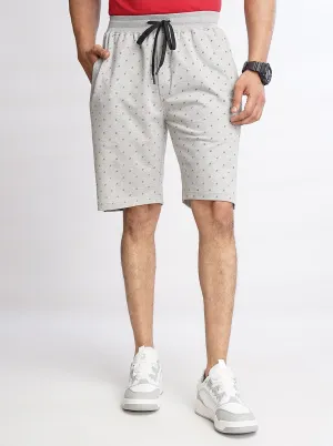 Light Grey Printed Slim Fit Shorts | JadeBlue