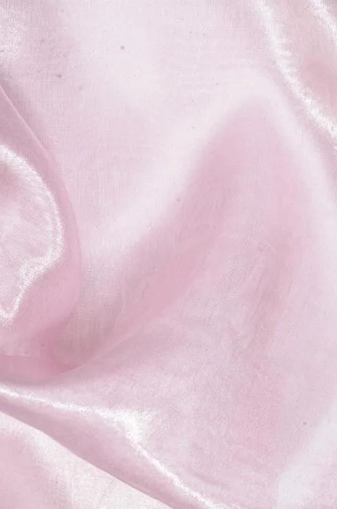 Light Pink Silver Metallic Organza Fabric