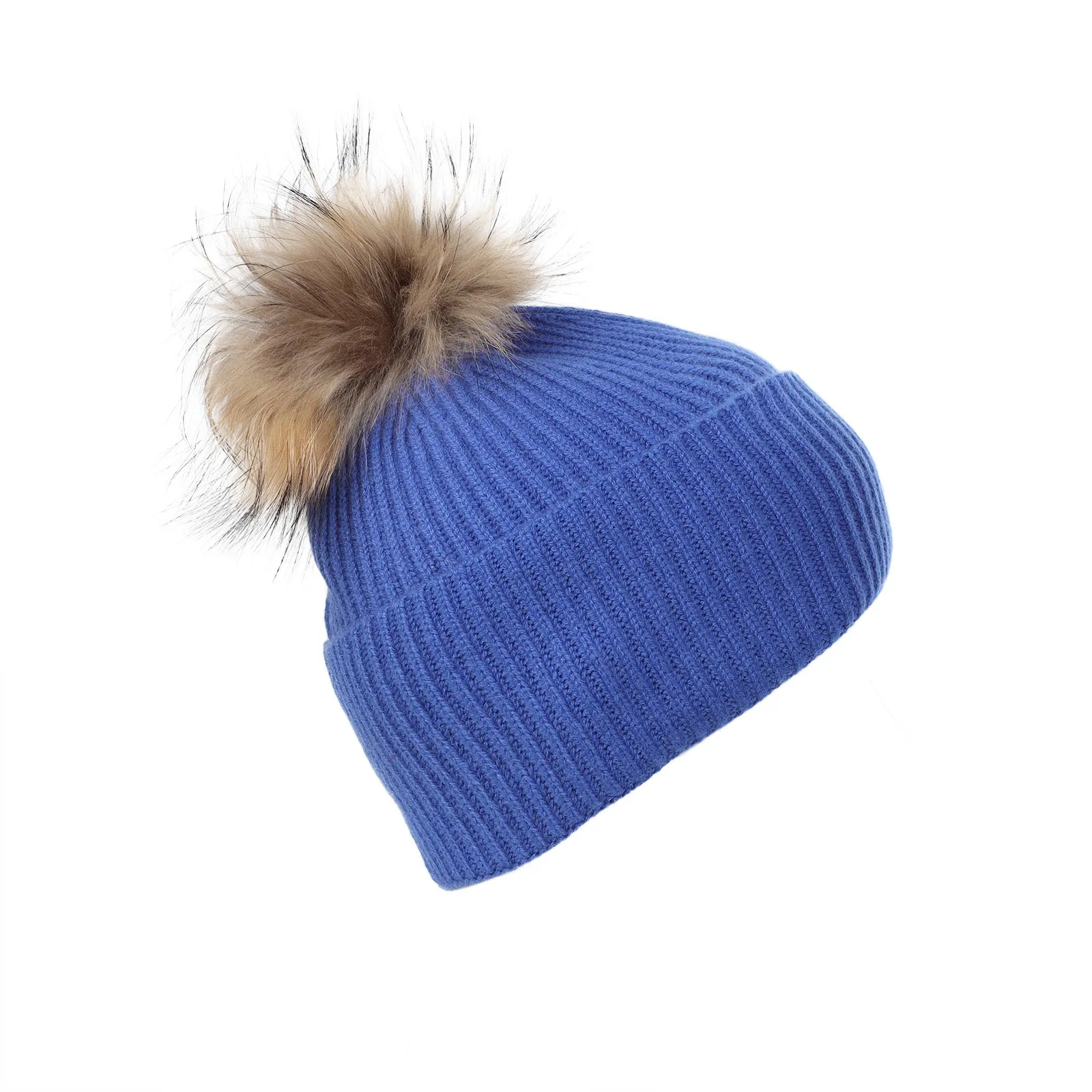 Luxury Rib Deep Turn Up Ladies Beanie Cornflower