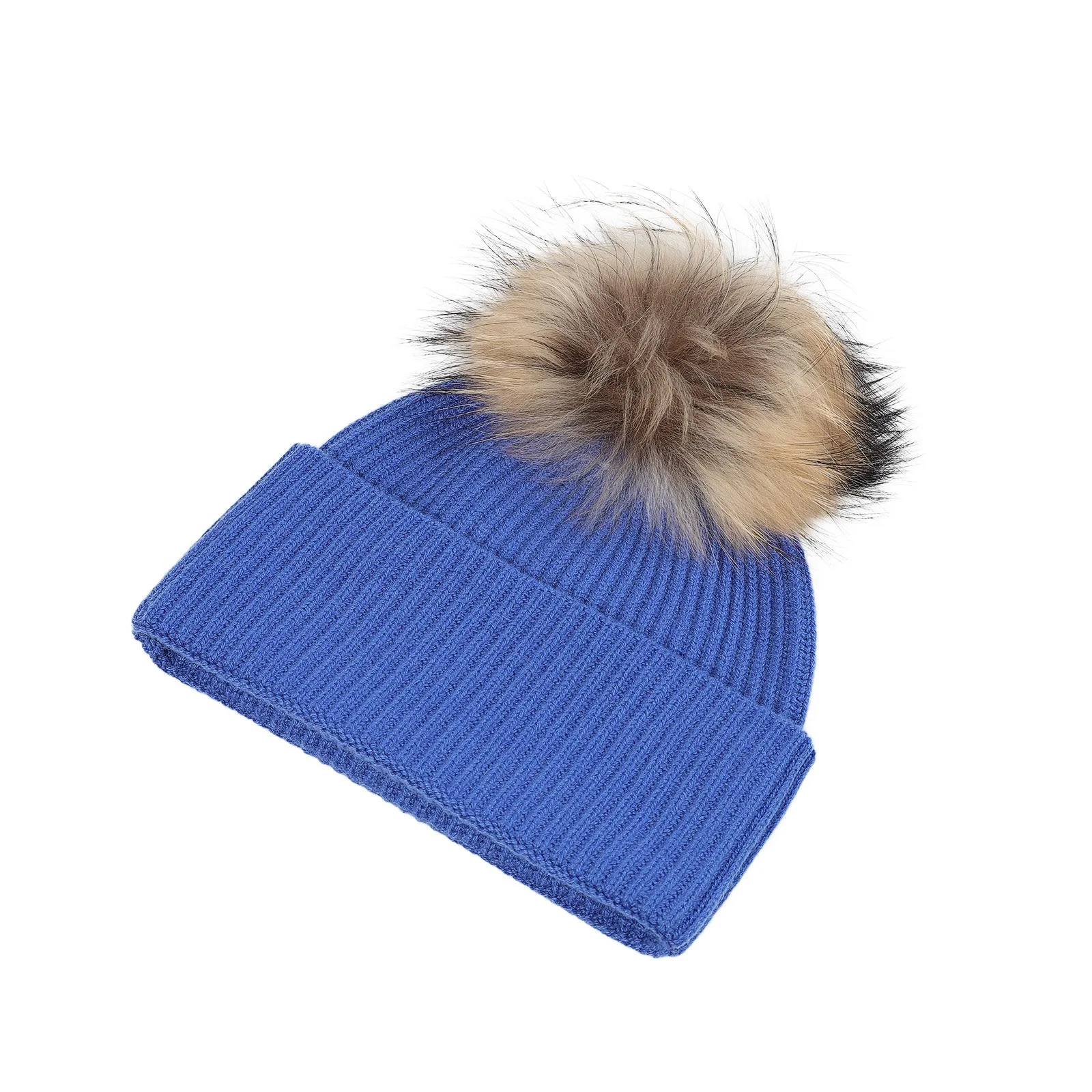 Luxury Rib Deep Turn Up Ladies Beanie Cornflower