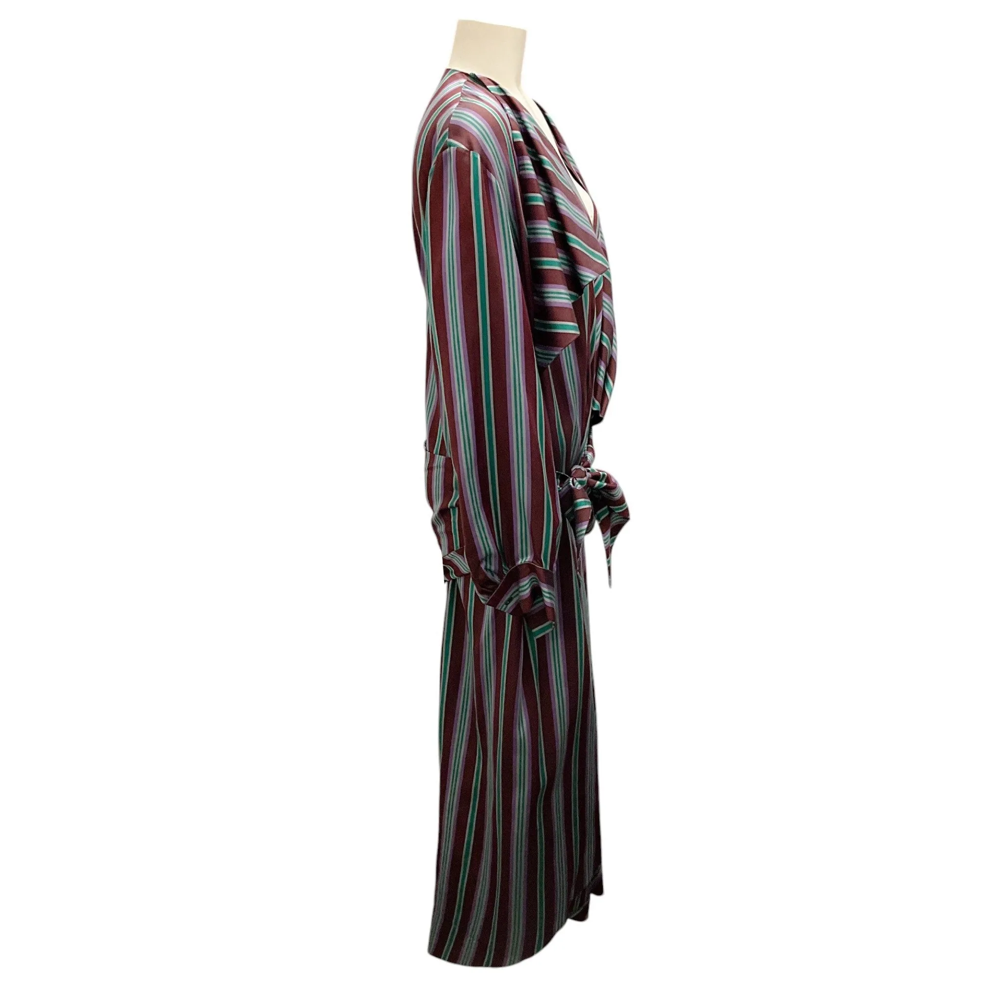 Maison Rabih Kayrouz Burgundy / Purple / Green Multi Striped Maxi Dress