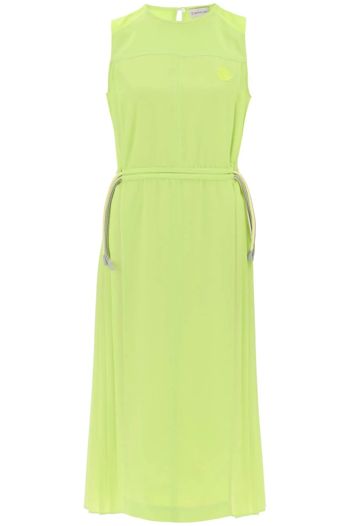 Maxi Moncler Column Dress With Pleated Detailing - Vert - Femme