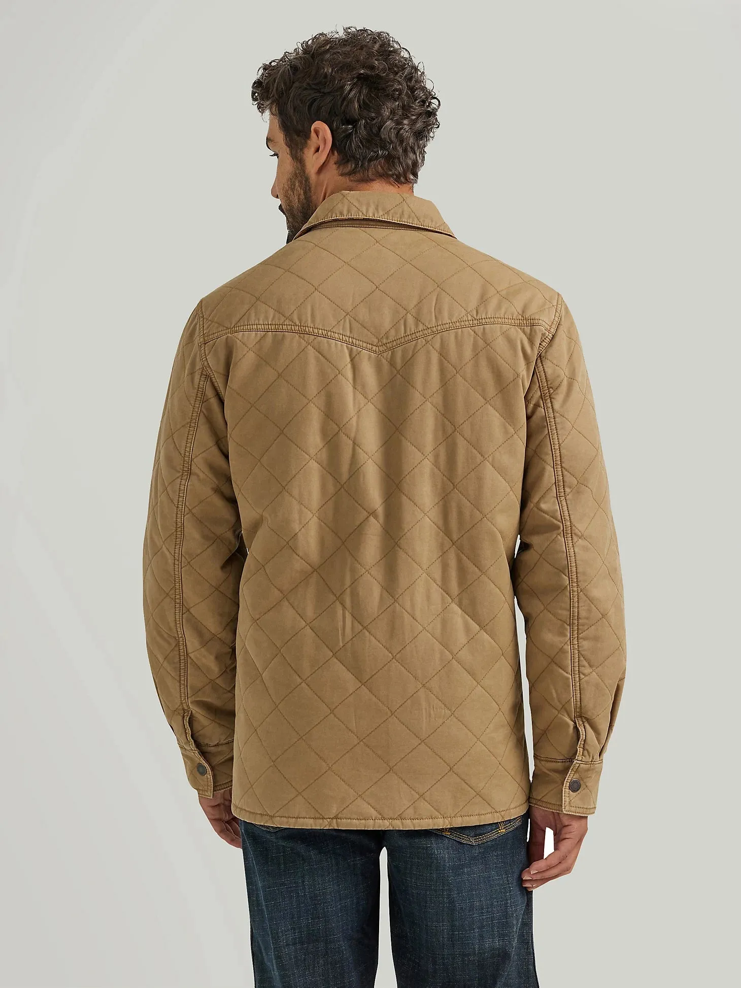 Men's Wrangler Reversible Quilted Shirt Jacket in Clay - 112353398