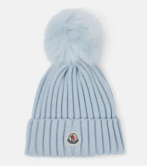 Moncler natural wool hat, black