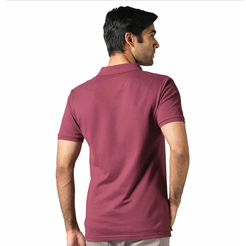 Neeman's Organic Cotton Polo T-Shirt for Men | Wine