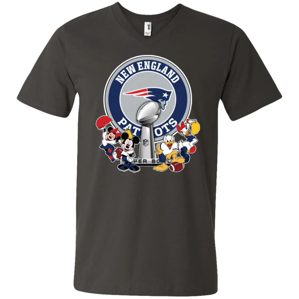 New England Patriots Super Bowl 2019 Mickey Minnie Mouse Donald Daisy Duck Football Nfl Men V-Neck T-Shirt