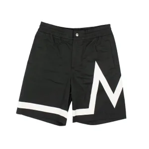 NWT MONCLER Black Cotton Graphic Bermuda Shorts Size 46 $850