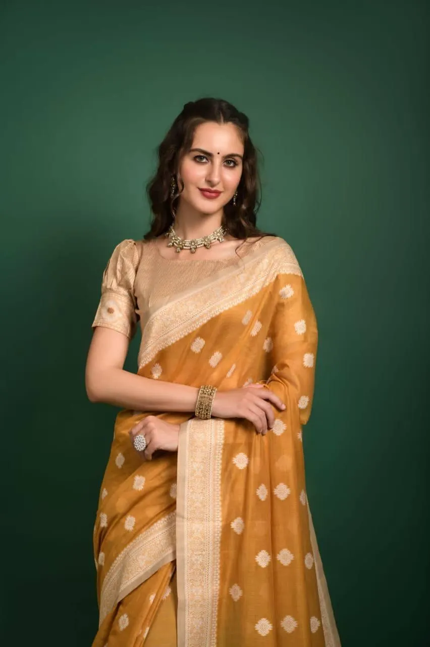 Orange Lucknowi Chikankari  Saree