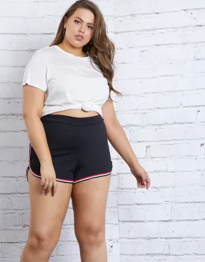 Plus Size Contrast Stripe Dolphin Shorts