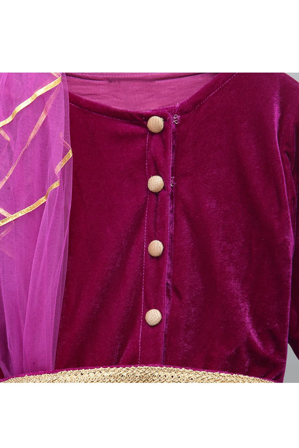 Purple Embroidered Velvet Anarkali Kurta With Pant Set