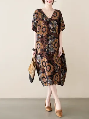 Relaxed Elegance Printed Side Pocket A-line dress