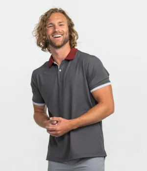 Retro Ribbed Cuff Polo - Red Coal