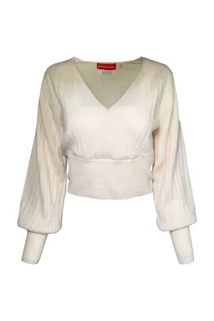 Robertson Madison 100% Cashmere Kim Crossover V Sweater CR24-C-037 | Angel Beige