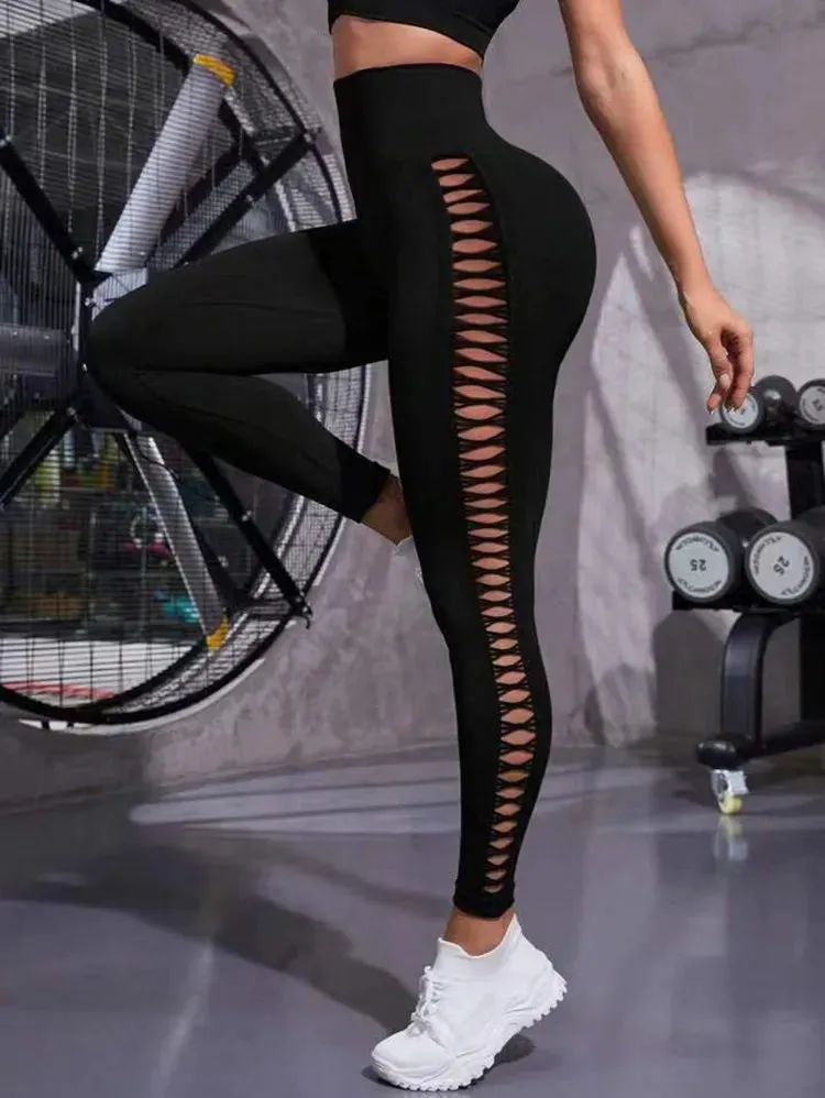 Sexy Hollow Black  Seamless Leggings Women Fitness Leggings Gym Yoga Pants High Waist Yoga Pants Sports Female Clothing