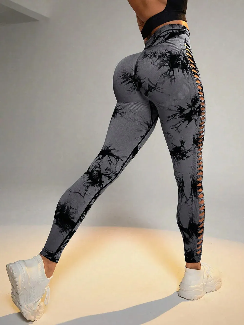 Sexy Hollow Black  Seamless Leggings Women Fitness Leggings Gym Yoga Pants High Waist Yoga Pants Sports Female Clothing