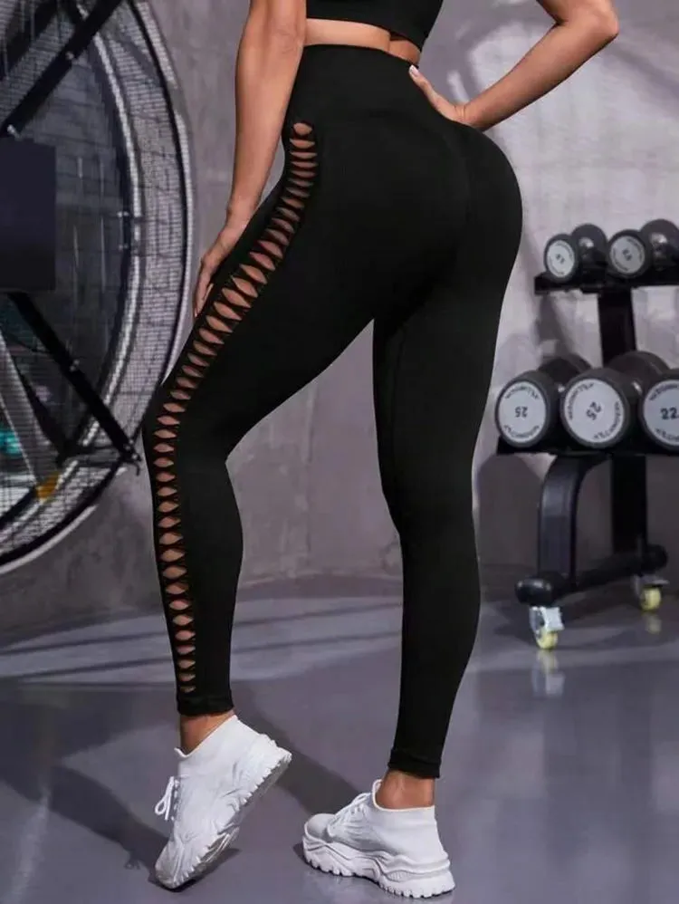 Sexy Hollow Black  Seamless Leggings Women Fitness Leggings Gym Yoga Pants High Waist Yoga Pants Sports Female Clothing