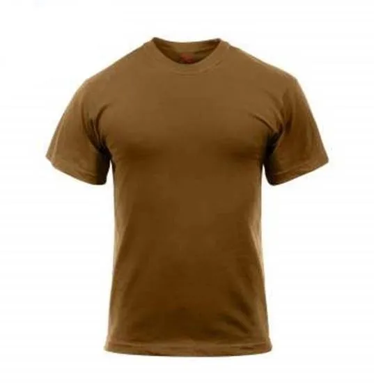 Solid Brown Poly-Cotton Military T-Shirt - 2XL (5 Per Pack)