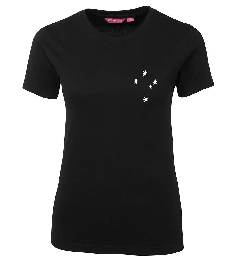 Southern Cross Ladies T-Shirt (Double Sided, Black)