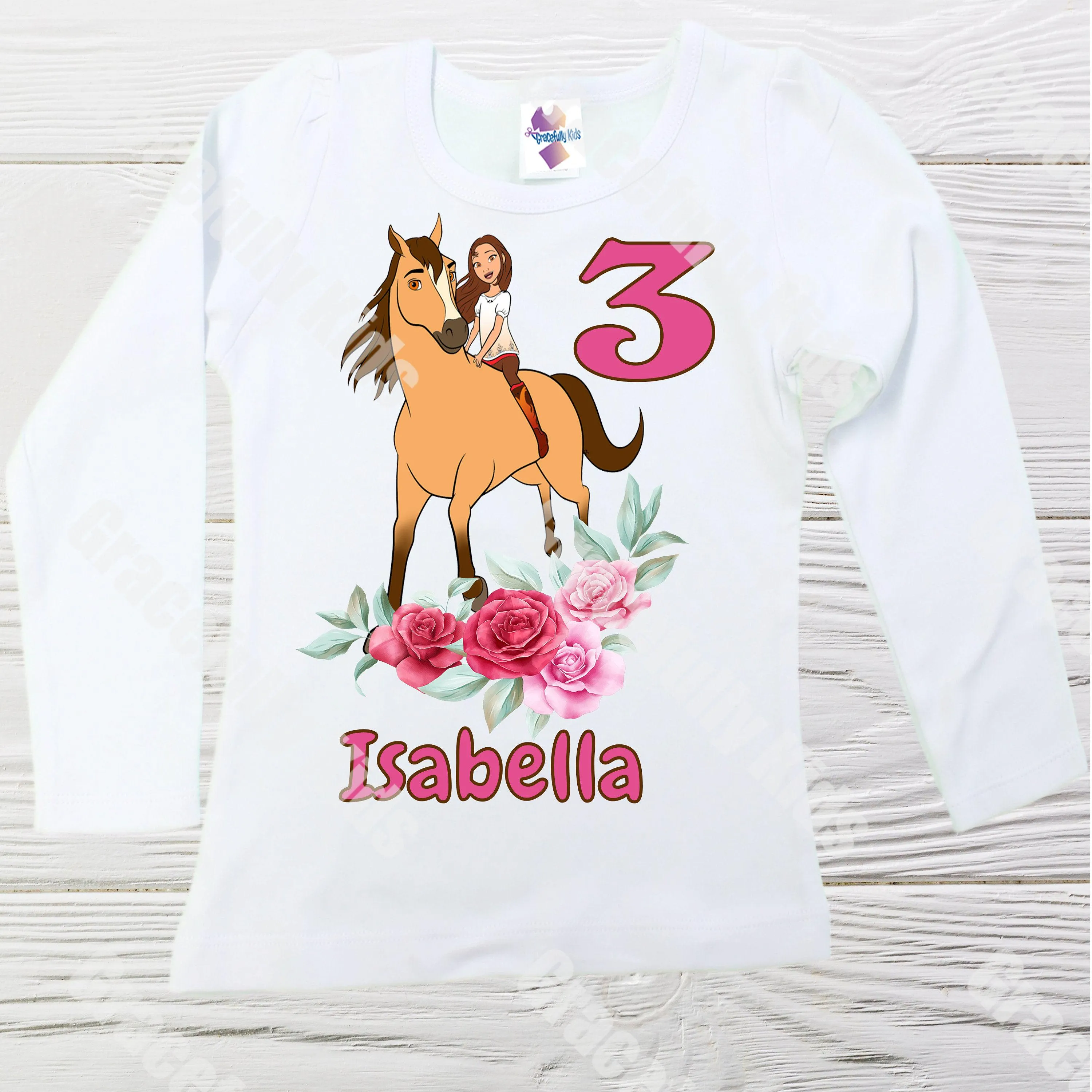 Spirit Riding Free birthday shirt-  Lucky girls  birthday shirt -  Girls Spirit personalized shirts - Lucky shirts  - Girls shirts