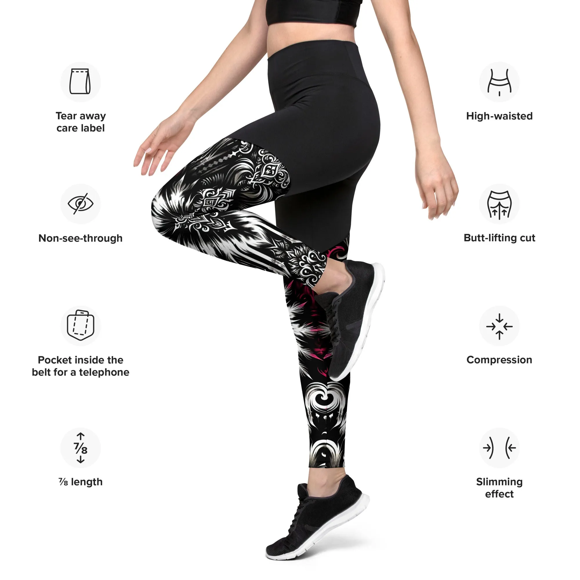 Sports Leggings Gothic Blossom