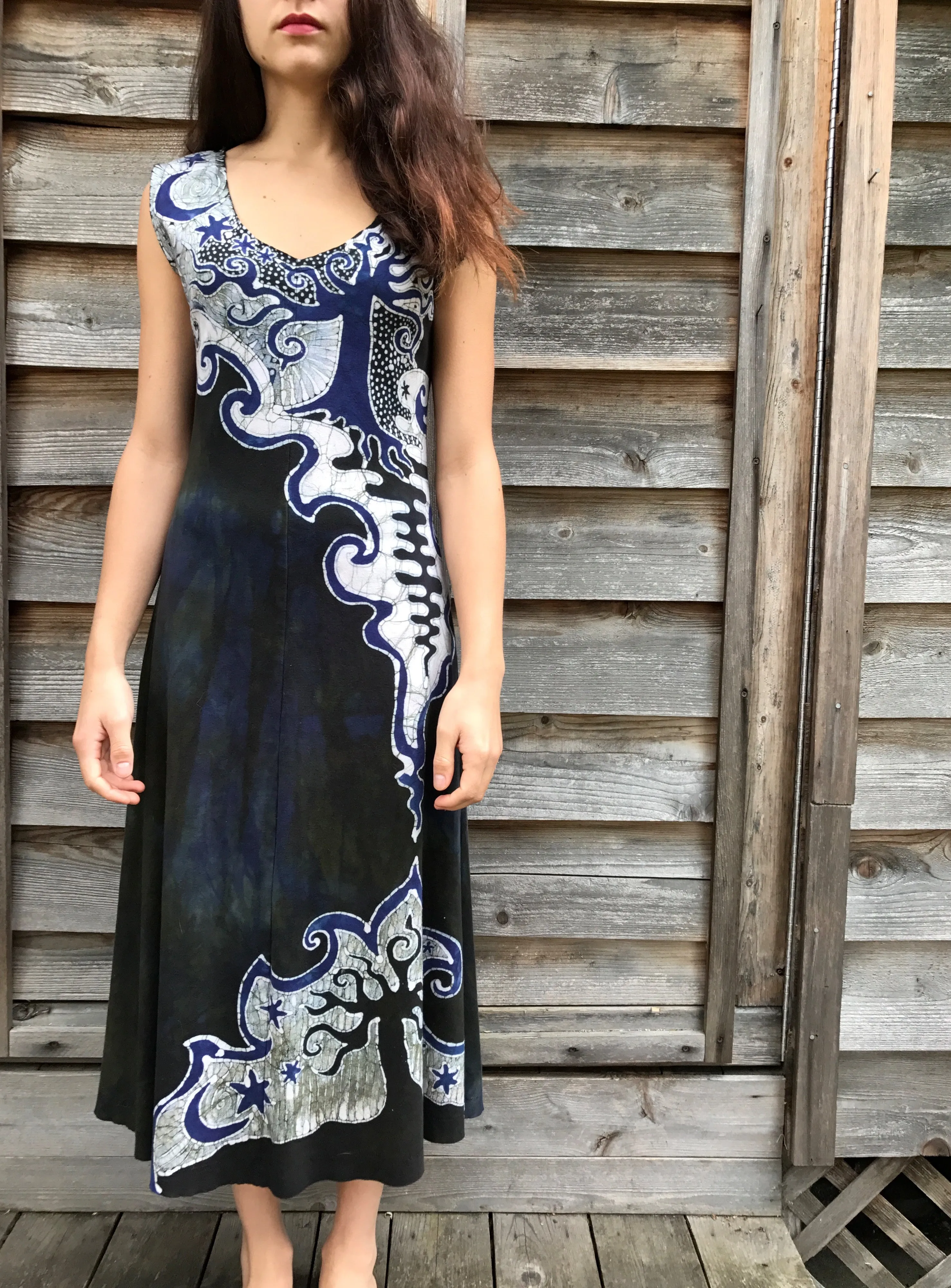 The Forest Begins Where The Halfmoon Ends Batikwalla Dress in Organic Cotton - Size Medium