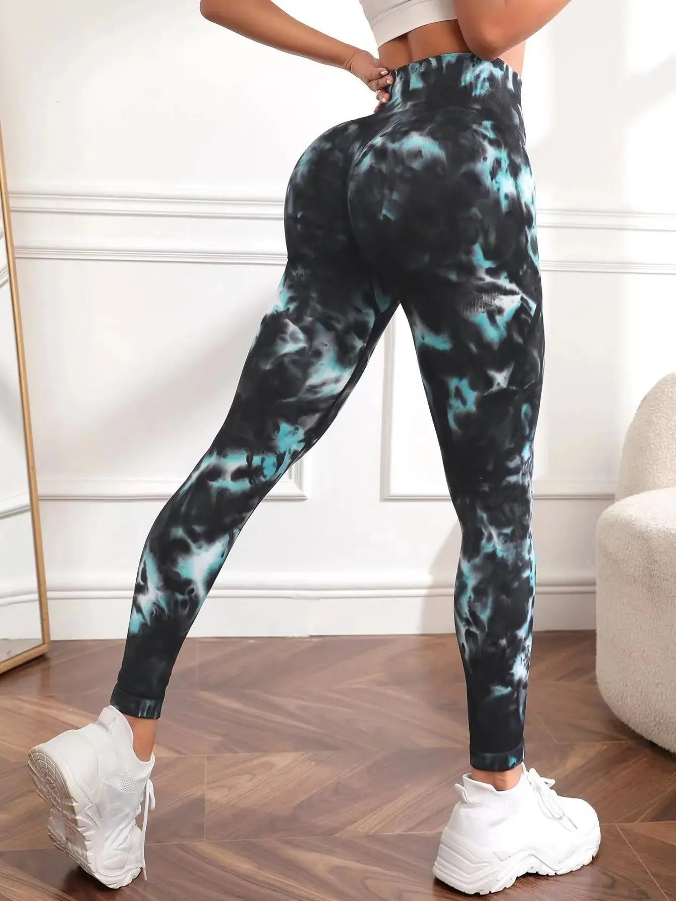 Tie Dye Seamless Leggings Women for Gym Yoga Pants Push Up Workout Sports Leggings  High Waist Tights Ladies Fitness Clothing