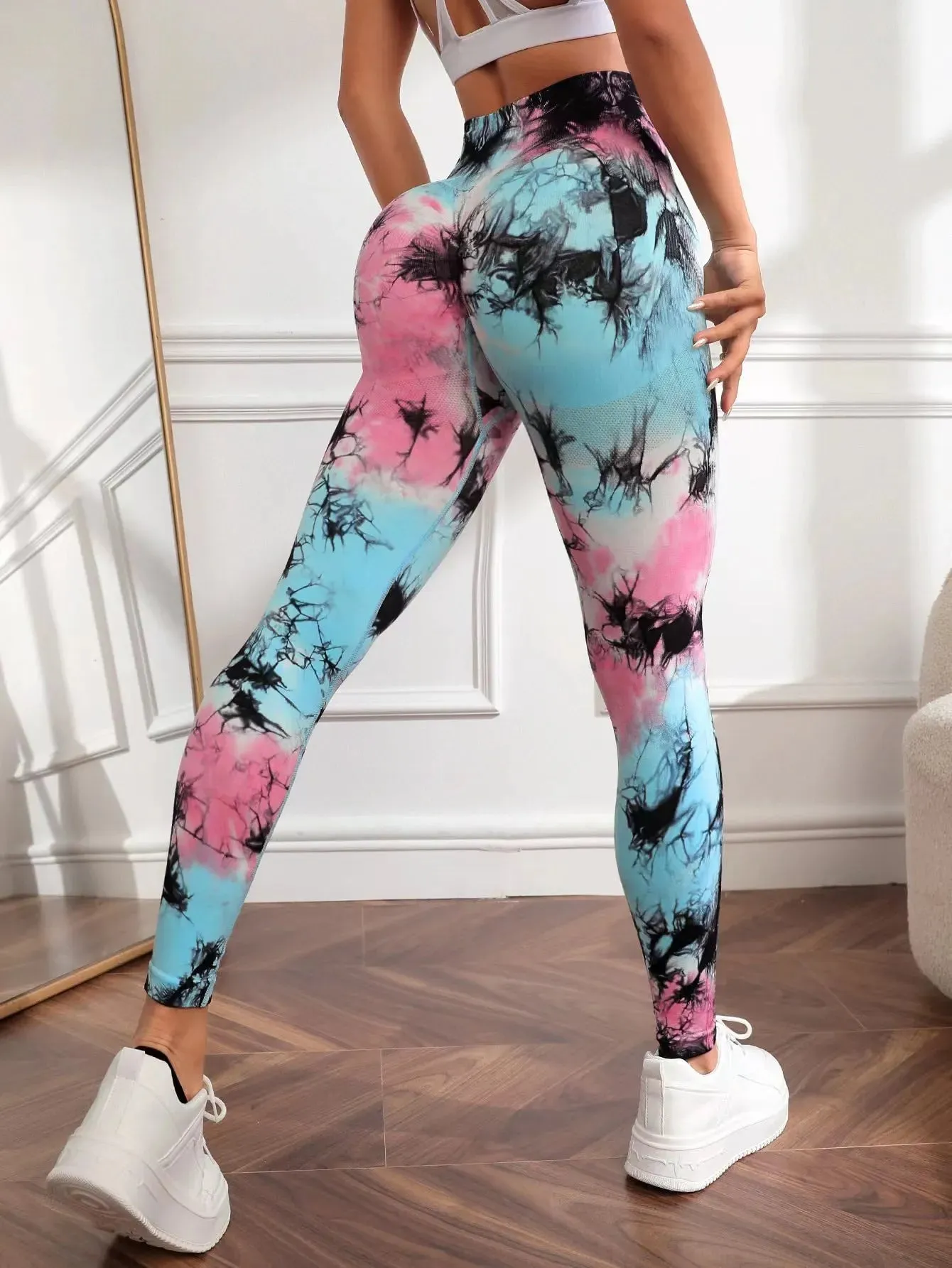 Tie Dye Seamless Leggings Women for Gym Yoga Pants Push Up Workout Sports Leggings  High Waist Tights Ladies Fitness Clothing