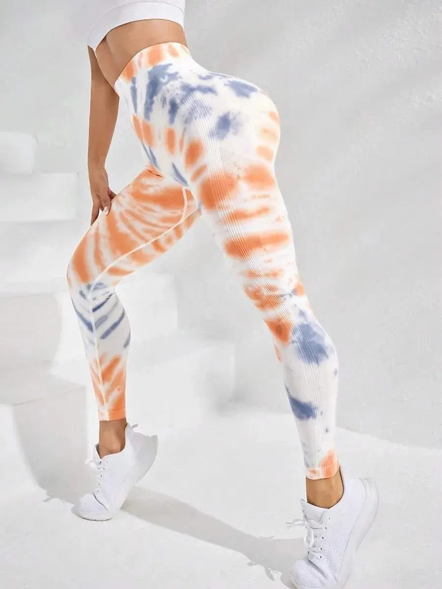 Tie Dye Seamless Leggings Women for Gym Yoga Pants Push Up Workout Sports Leggings  High Waist Tights Ladies Fitness Clothing