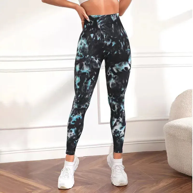 Tie Dye Seamless Leggings Women for Gym Yoga Pants Push Up Workout Sports Leggings  High Waist Tights Ladies Fitness Clothing