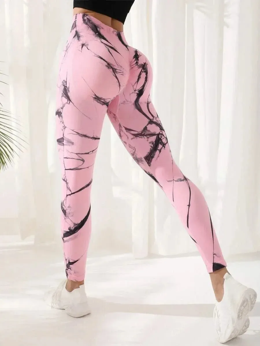 Tie Dye Seamless Leggings Women for Gym Yoga Pants Push Up Workout Sports Leggings  High Waist Tights Ladies Fitness Clothing