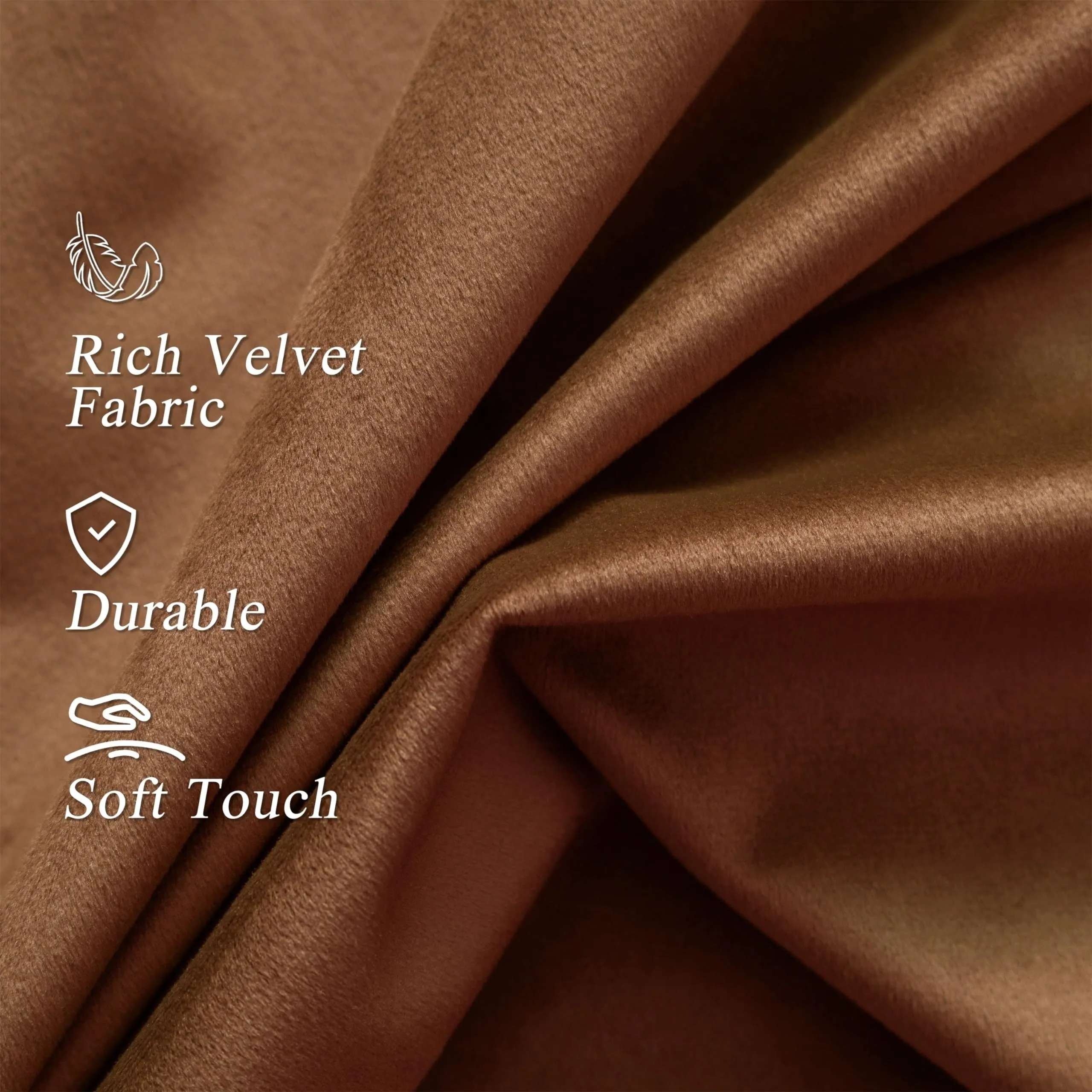 Velvet Curtains Brown Room Darkening Curtains 2 Panel Set Super Soft Luxury Grommet Curtains Thermal Insulated Blackout Drapes For Living Room Bedroom