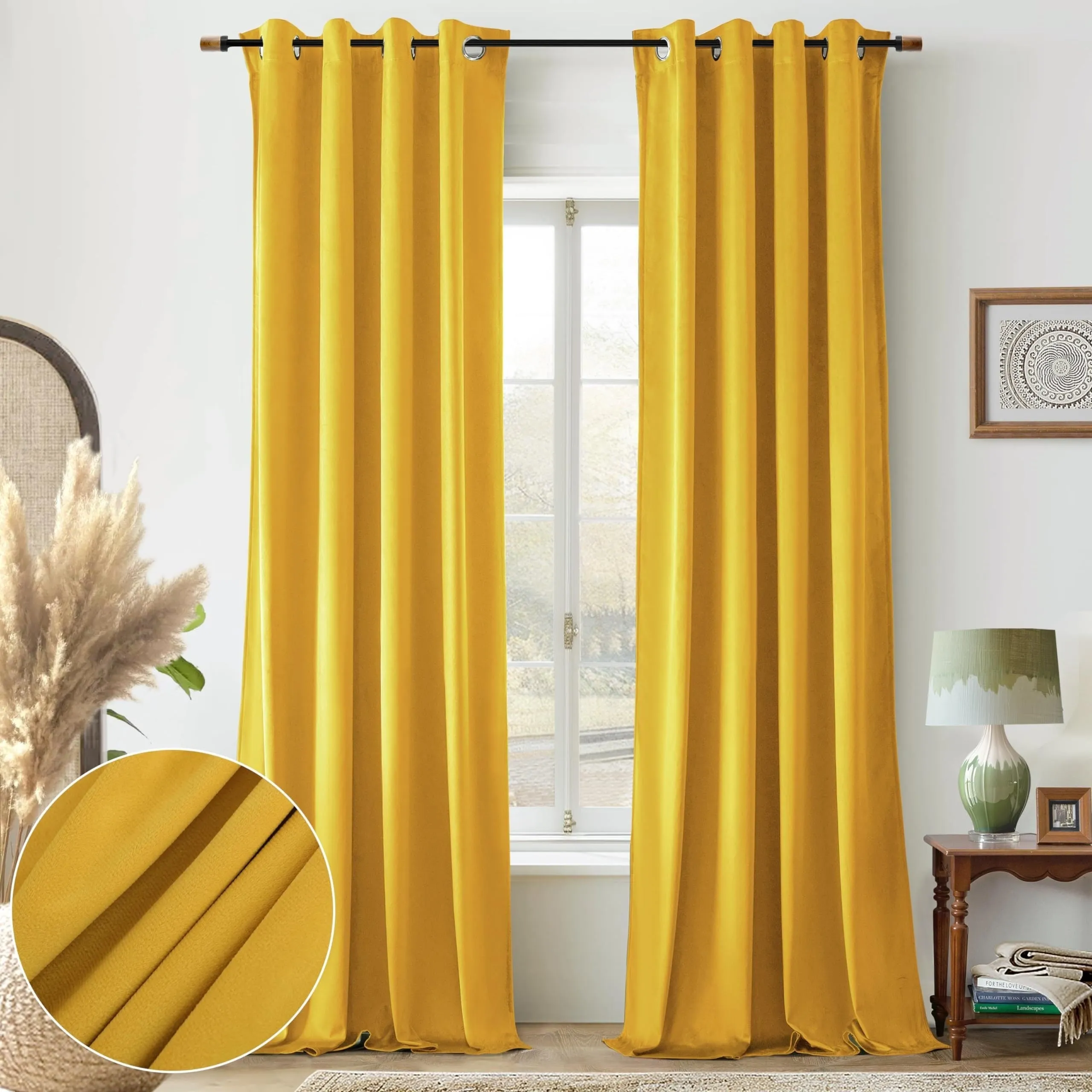 Velvet Curtains Brown Room Darkening Curtains 2 Panel Set Super Soft Luxury Grommet Curtains Thermal Insulated Blackout Drapes For Living Room Bedroom