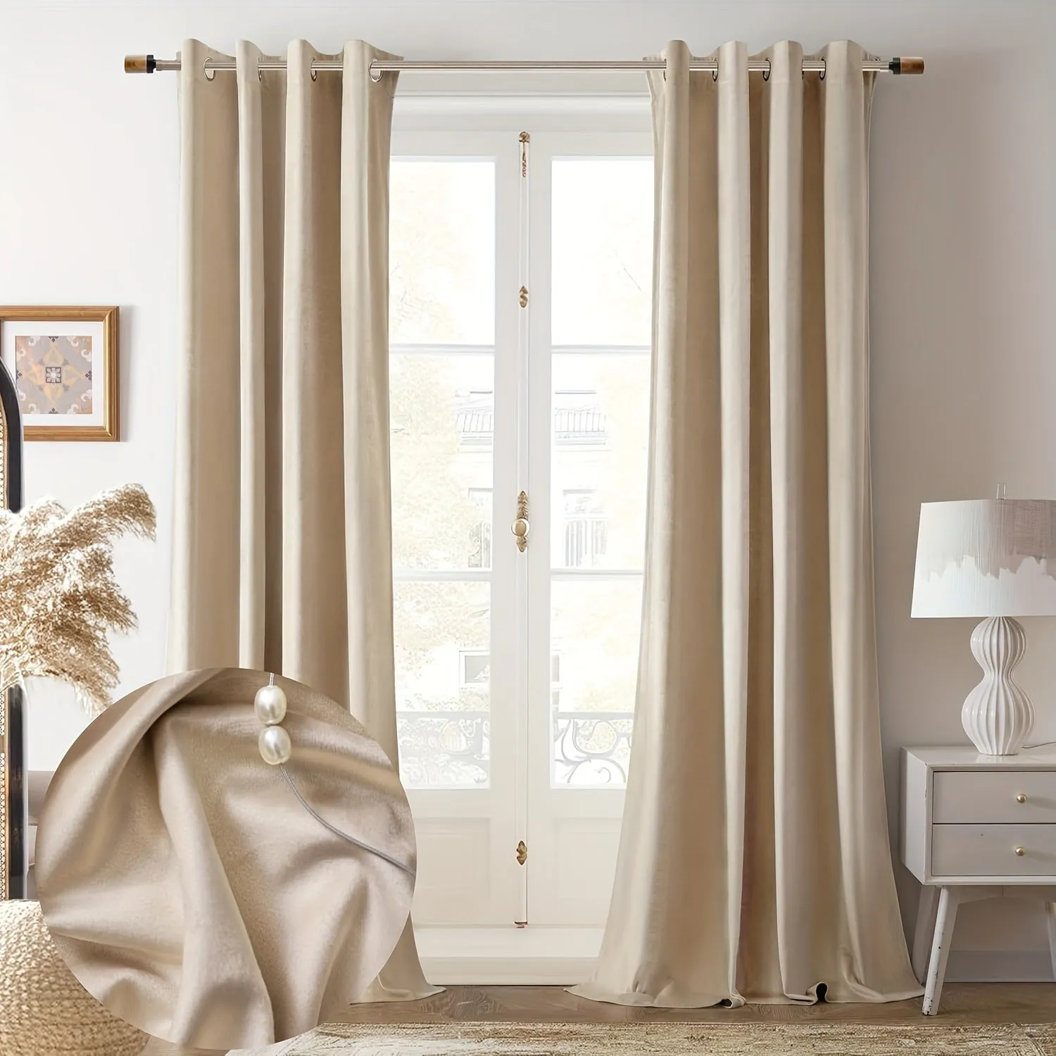 Velvet Curtains Brown Room Darkening Curtains 2 Panel Set Super Soft Luxury Grommet Curtains Thermal Insulated Blackout Drapes For Living Room Bedroom